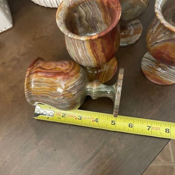 Vintage green onyx goblets set of 6 - Picture 7 of 8